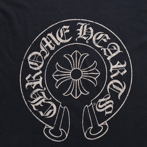CHROME HEARTS クロムハーツ ホースシュー CHプラス 半袖Tシャツ ネイビー スクロールラベル Mサイズ カットソー 美品 中古 4a003852