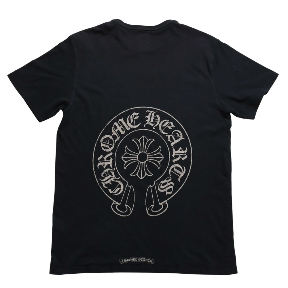 CHROME HEARTS クロムハーツ ホースシュー CHプラス 半袖Tシャツ ネイビー スクロールラベル Mサイズ カットソー 美品 中古 4a003852