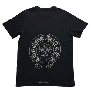 CHROME HEARTS クロムハーツ ホースシュー CHプラス 半袖Tシャツ ネイビー スクロールラベル Mサイズ カットソー 美品 中古 4a003852