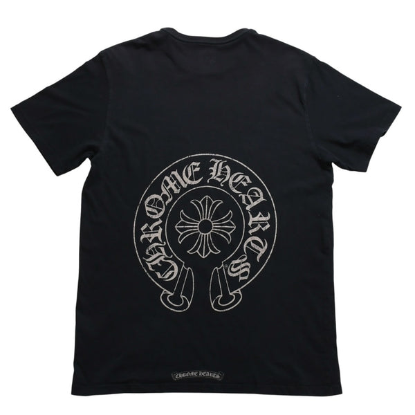 CHROME HEARTS クロムハーツ ホースシュー CHプラス 半袖Tシャツ ネイビー スクロールラベル Mサイズ カットソー 美品 中古 4a003852