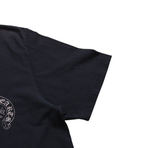 CHROME HEARTS クロムハーツ ホースシュー CHプラス 半袖Tシャツ ネイビー スクロールラベル Mサイズ カットソー 美品 中古 4a003852