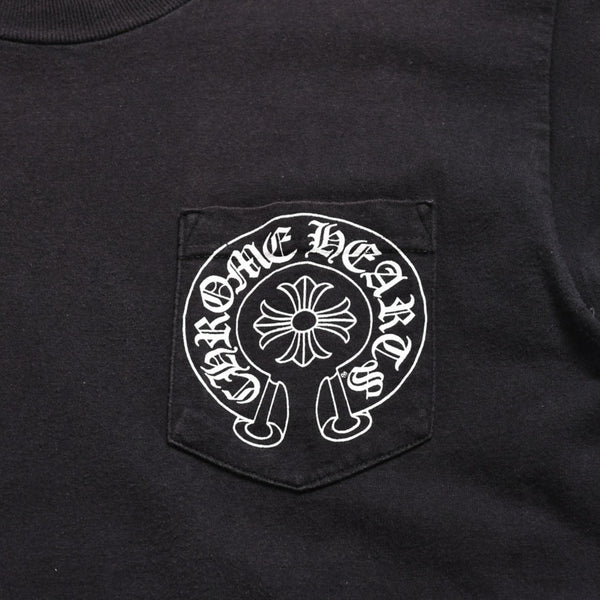 CHROME HEARTS Old Model Horseshoe&スPrinted Pocket T-Shirt, Size M, Horseshoe, CH Cross, Scroll Label, White, Excellent Condition, Used, 4a003868