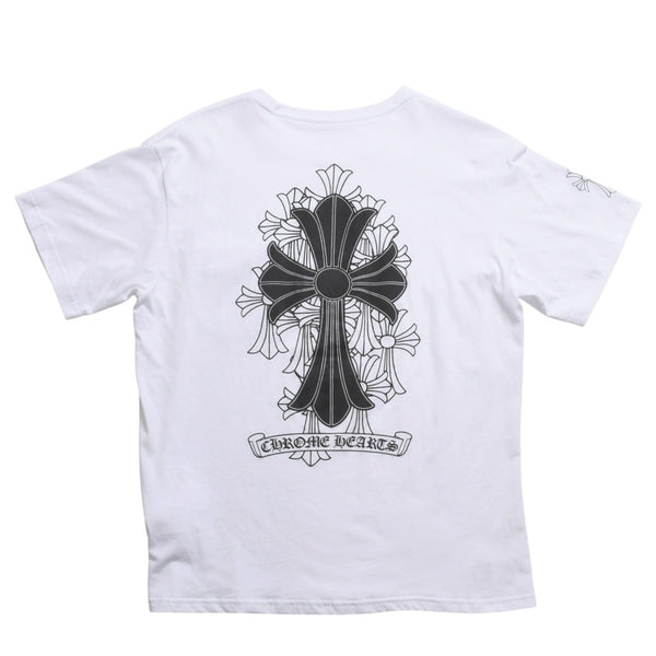 Very Good Condition CHROME HEARTS Cemetery Big Cross T-shirt CH Cross Scroll Label CH Logo White S Size Used 4a003866