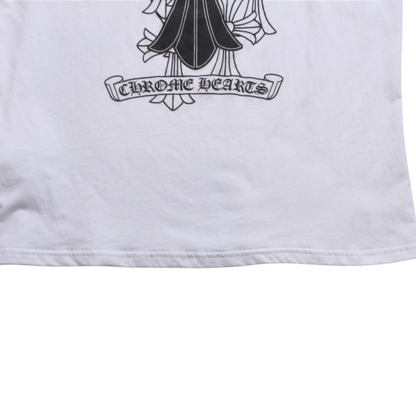 Very Good Condition CHROME HEARTS Cemetery Big Cross T-shirt CH Cross Scroll Label CH Logo White S Size Used 4a003866