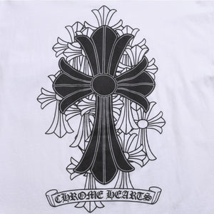 Very Good Condition CHROME HEARTS Cemetery Big Cross T-shirt CH Cross Scroll Label CH Logo White S Size Used 4a003866