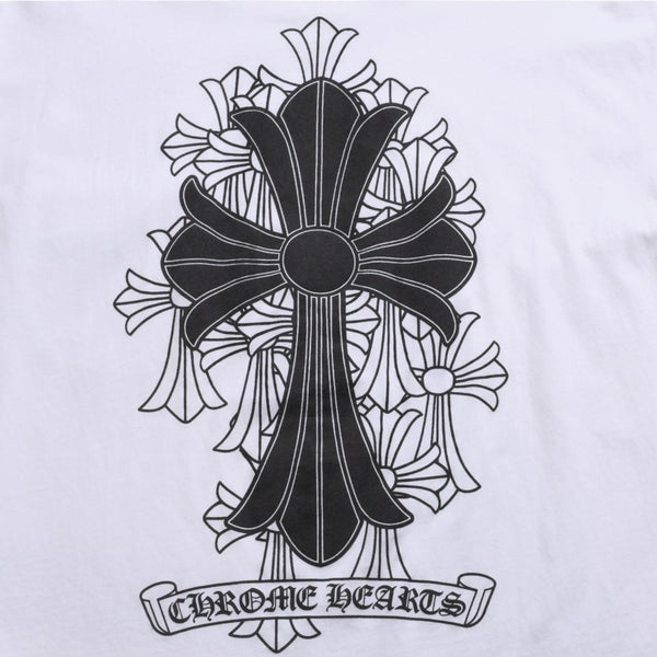 Very Good Condition CHROME HEARTS Cemetery Big Cross T-shirt CH Cross Scroll Label CH Logo White S Size Used 4a003866