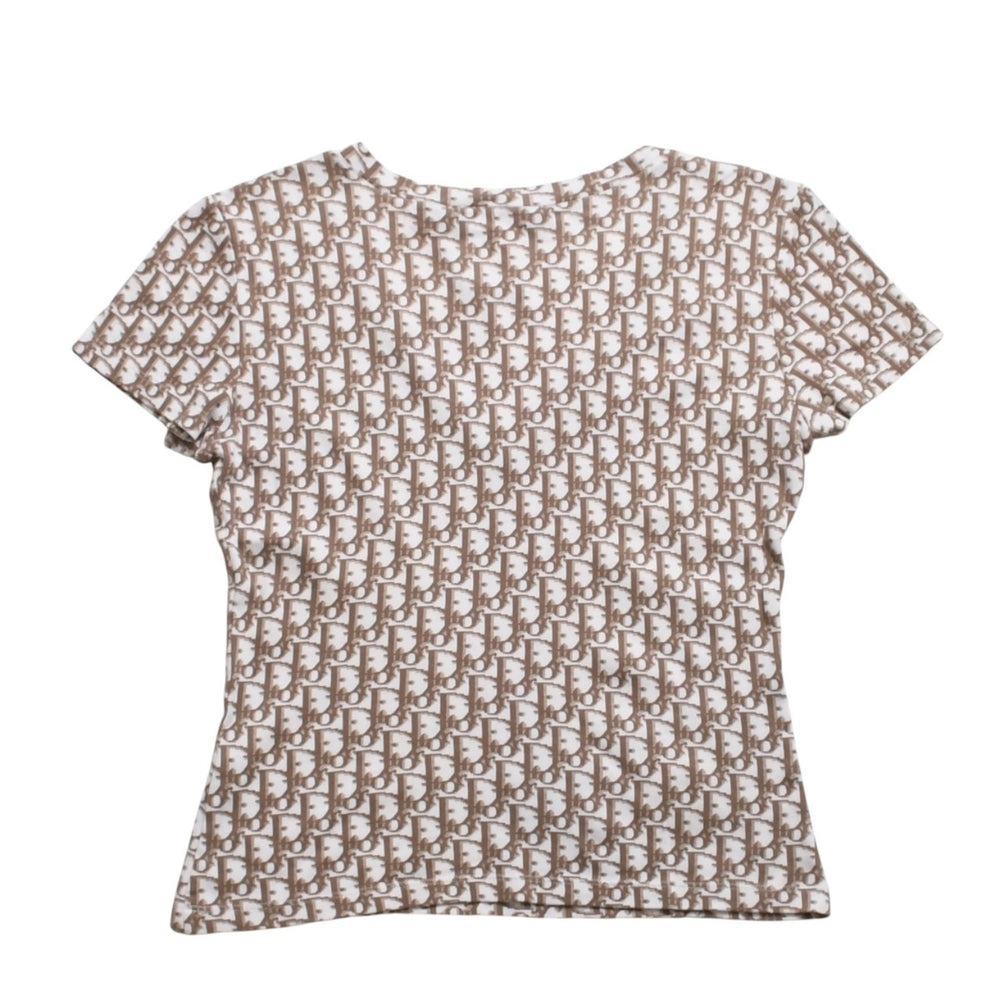 CHRISTIAN DIOR クリスチャンディオール John Galliano Era ジョンガリアーノ期 Vネック Tシャツ トロッター柄 刺繍 5E16155951 美品 中古 4a003995