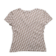 画像をギャラリービューアに読み込む, CHRISTIAN DIOR クリスチャンディオール John Galliano Era ジョンガリアーノ期 Vネック Tシャツ トロッター柄 刺繍 5E16155951 美品 中古 4a003995