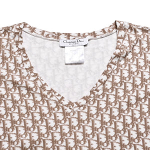 CHRISTIAN DIOR クリスチャンディオール John Galliano Era ジョンガリアーノ期 Vネック Tシャツ トロッター柄 刺繍 5E16155951 美品 中古 4a003995