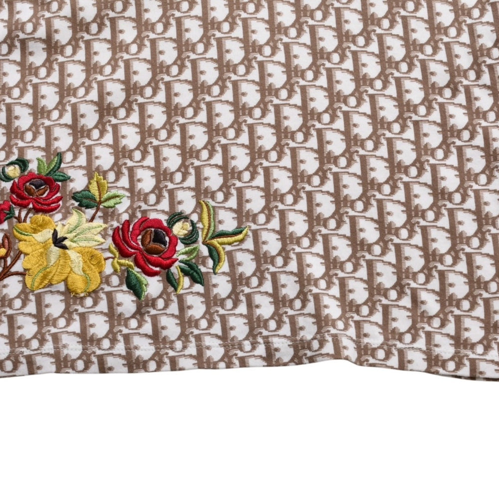 CHRISTIAN DIOR クリスチャンディオール John Galliano Era ジョンガリアーノ期 Vネック Tシャツ トロッター柄 刺繍 5E16155951 美品 中古 4a003995
