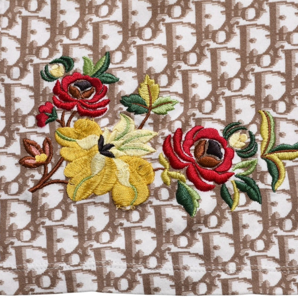 CHRISTIAN DIOR クリスチャンディオール John Galliano Era ジョンガリアーノ期 Vネック Tシャツ トロッター柄 刺繍 5E16155951 美品 中古 4a003995