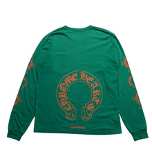 画像をギャラリービューアに読み込む, 極美品 CHROME HEARTS クロムハーツ 長袖Ｔシャツ ホースシュー FW23 アメリカ製 コットン グリーン オレンジ サイズL 中古 4a003782