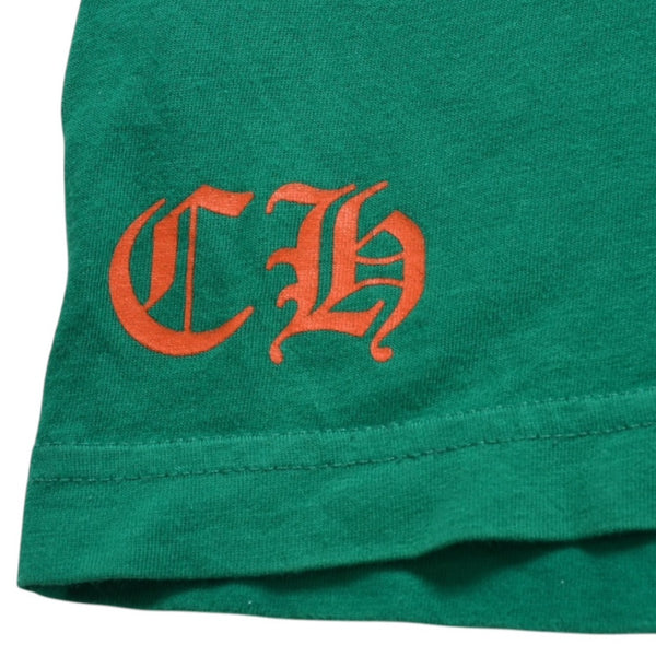 Mint condition Chrome Hearts long-sleeved t-shirt, horseshoe design, size F.W23 American-made cotton, green and orange, size L, used. 4a003782