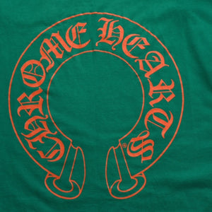 Mint condition Chrome Hearts long-sleeved t-shirt, horseshoe design, size F.W23 American-made cotton, green and orange, size L, used. 4a003782