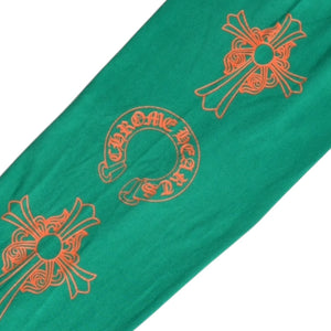Mint condition Chrome Hearts long-sleeved t-shirt, horseshoe design, size F.W23 American-made cotton, green and orange, size L, used. 4a003782