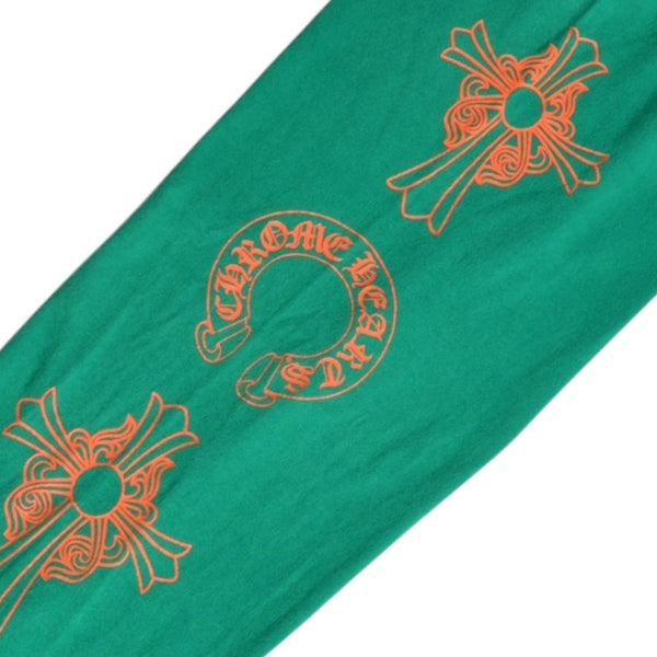 Mint condition Chrome Hearts long-sleeved t-shirt, horseshoe design, size F.W23 American-made cotton, green and orange, size L, used. 4a003782
