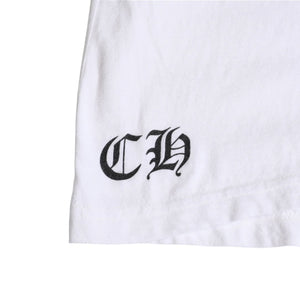 CHROME HEARTS クロムハーツ ロゴプリント半袖Tシャツ CHプラス スクロールラベル ホースシュー ホワイト Mサイズ 美品 中古 4a003853
