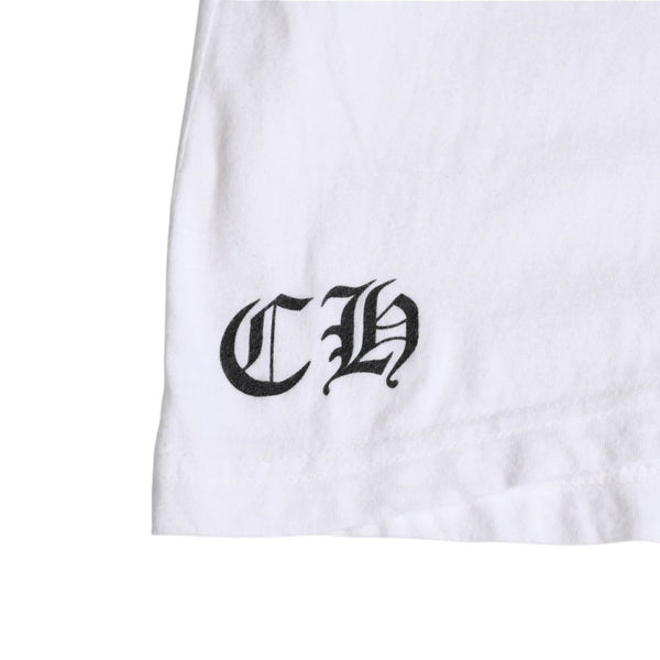 CHROME HEARTS クロムハーツ ロゴプリント半袖Tシャツ CHプラス スクロールラベル ホースシュー ホワイト Mサイズ 美品 中古 4a003853