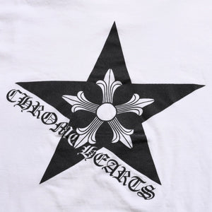CHROME HEARTS Star CH Cross Print Tee CH Star Scroll Label Pentagram CH Cross White S Size Good Condition Used 4a003856