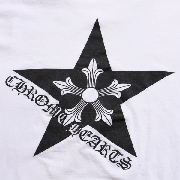 CHROME HEARTS Star CH Cross Print Tee CH Star Scroll Label Pentagram CH Cross White S Size Good Condition Used 4a003856