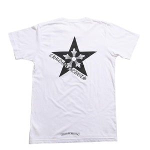 CHROME HEARTS Star CH Cross Print Tee CH Star Scroll Label Pentagram CH Cross White S Size Good Condition Used 4a003856
