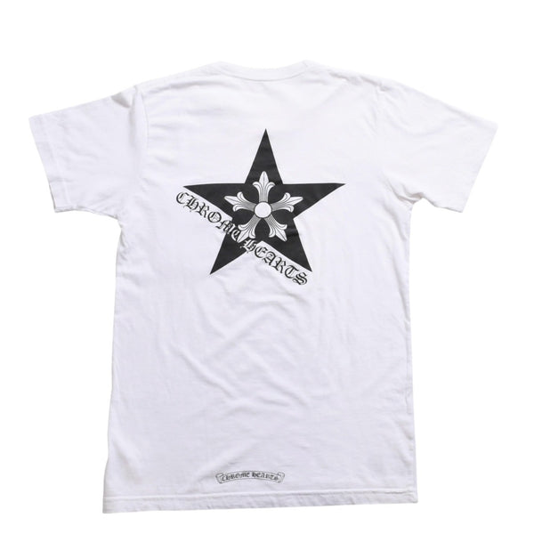 CHROME HEARTS Star CH Cross Print Tee CH Star Scroll Label Pentagram CH Cross White S Size Good Condition Used 4a003856