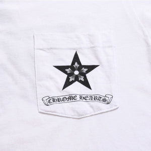 CHROME HEARTS Star CH Cross Print Tee CH Star Scroll Label Pentagram CH Cross White S Size Good Condition Used 4a003856