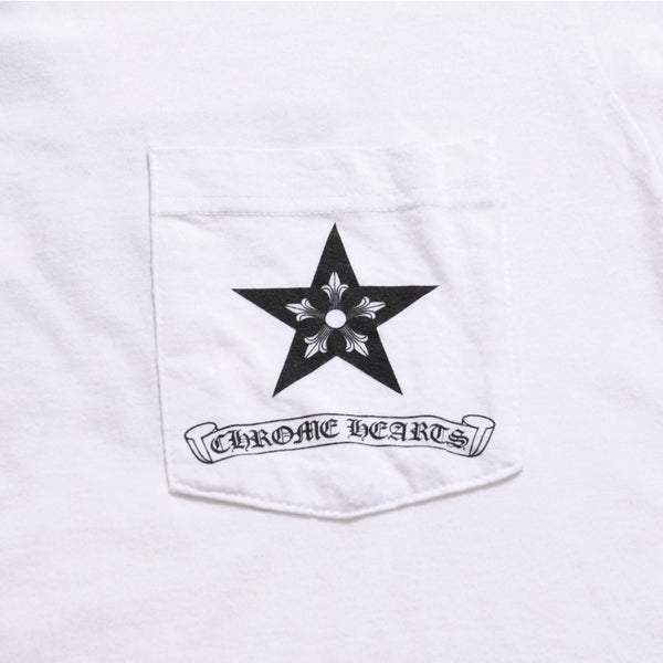 CHROME HEARTS Star CH Cross Print Tee CH Star Scroll Label Pentagram CH Cross White S Size Good Condition Used 4a003856