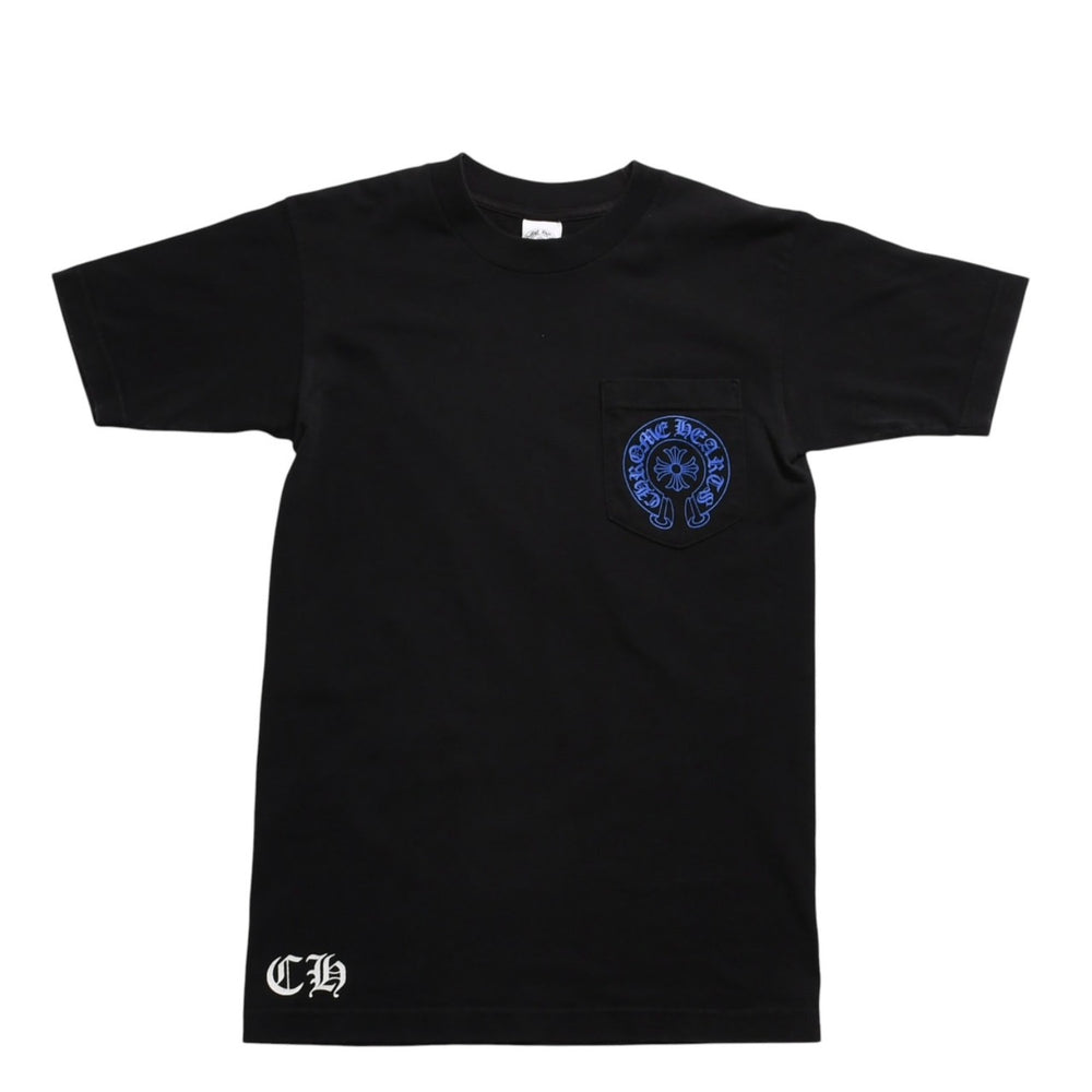 Very Good Condition CHROME HEARTS T-shirt Blue Black Celtic Cross Logo Floral Logo Size S Used 4a003865