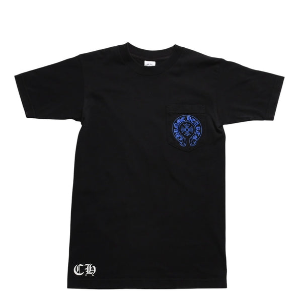 Very Good Condition CHROME HEARTS T-shirt Blue Black Celtic Cross Logo Floral Logo Size S Used 4a003865