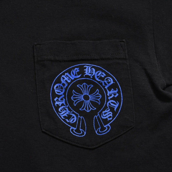 Very Good Condition CHROME HEARTS T-shirt Blue Black Celtic Cross Logo Floral Logo Size S Used 4a003865