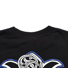 画像をギャラリービューアに読み込む, 極美品 CHROME HEARTS クロムハーツ Tシャツ ブルー ブラック ケルティッククロスロゴ フローラルロゴ サイズS 中古 4a003865
