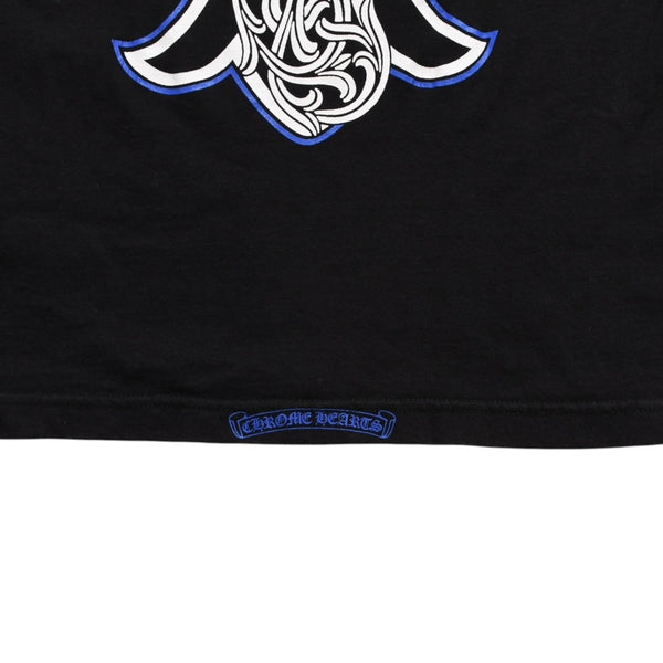 Very Good Condition CHROME HEARTS T-shirt Blue Black Celtic Cross Logo Floral Logo Size S Used 4a003865