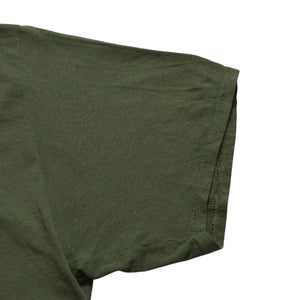 極美品 フルーツオブザルーム グラフィックTシャツ 男性イラストデザイン オリーブ ミリタリーカラー XLサイズ 中古 4a003428