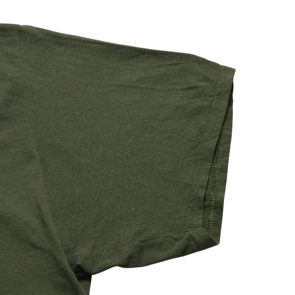 極美品 フルーツオブザルーム グラフィックTシャツ 男性イラストデザイン オリーブ ミリタリーカラー XLサイズ 中古 4a003428