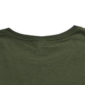極美品 フルーツオブザルーム グラフィックTシャツ 男性イラストデザイン オリーブ ミリタリーカラー XLサイズ 中古 4a003428