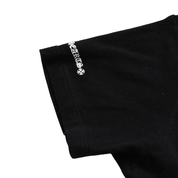 CHROME HEARTS Chrome Hearts T-shirt Short Sleeve V-neck Scroll Label Logo Black Black Good Condition Used 4a003863