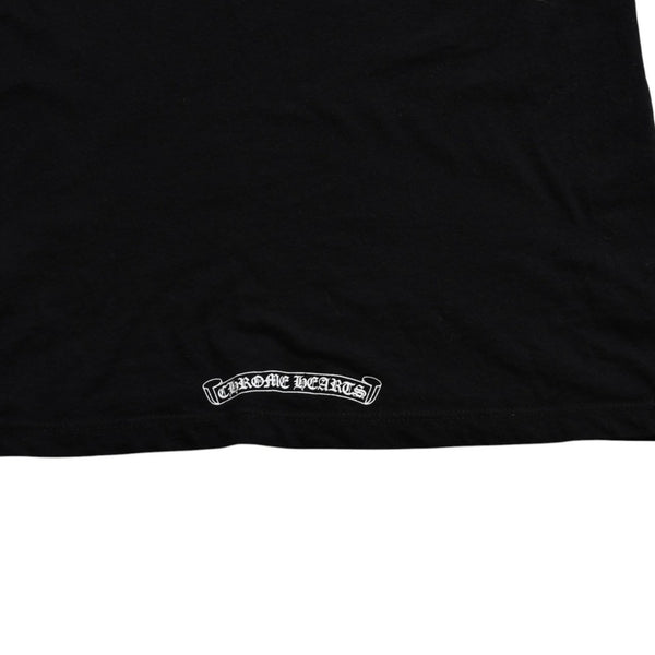 CHROME HEARTS Chrome Hearts T-shirt Short Sleeve V-neck Scroll Label Logo Black Black Good Condition Used 4a003863