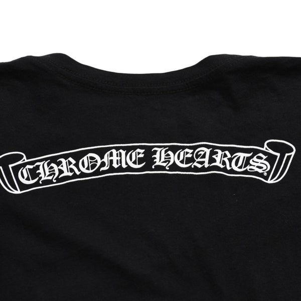 CHROME HEARTS Chrome Hearts T-shirt Short Sleeve V-neck Scroll Label Logo Black Black Good Condition Used 4a003863