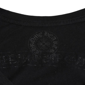 CHROME HEARTS Chrome Hearts T-shirt Short Sleeve V-neck Scroll Label Logo Black Black Good Condition Used 4a003863
