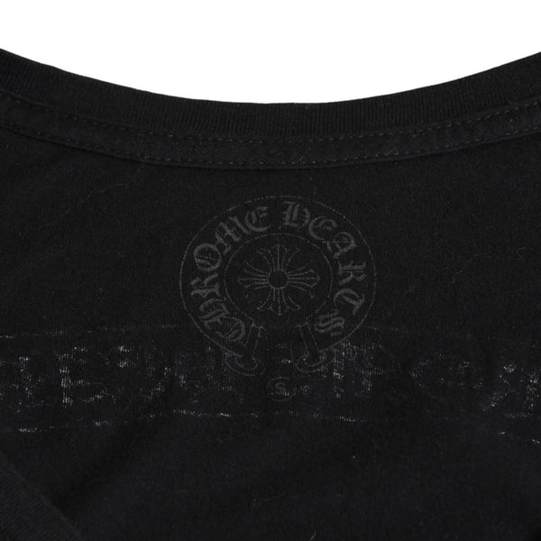 CHROME HEARTS Chrome Hearts T-shirt Short Sleeve V-neck Scroll Label Logo Black Black Good Condition Used 4a003863