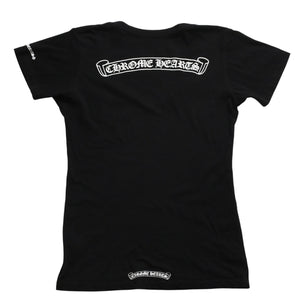CHROME HEARTS Chrome Hearts T-shirt Short Sleeve V-neck Scroll Label Logo Black Black Good Condition Used 4a003863