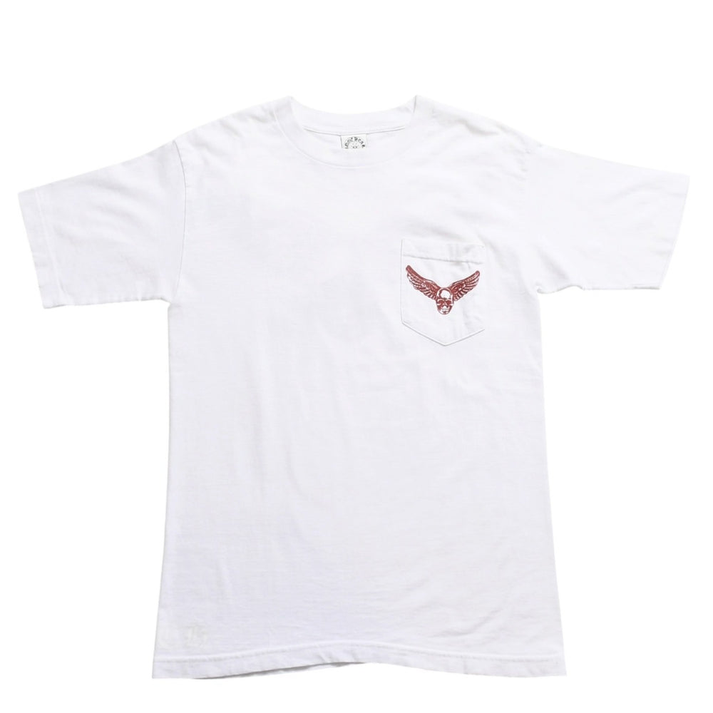極美品 CHROME HEARTS クロムハーツ FOTI MAHALIA スカルウィング ポケットTシャツ ジョーフォティ マハリア ホワイト Mサイズ 中古 4a003854