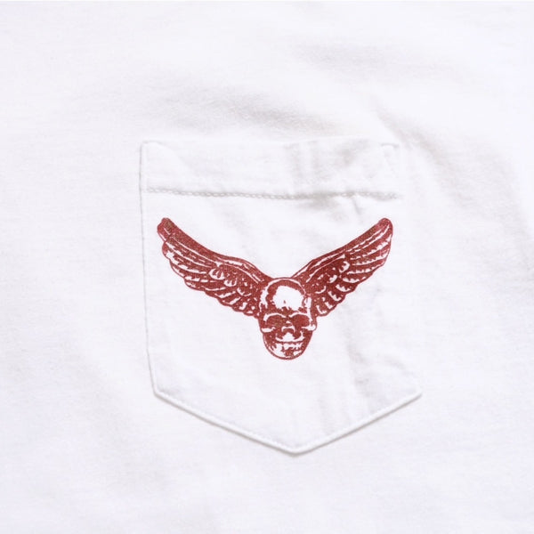 Very good condition CHROME HEARTS FOTI MAHALIA Skull Wing Pocket T-shirt Joe Foti Mahalia White M size Used 4a003854