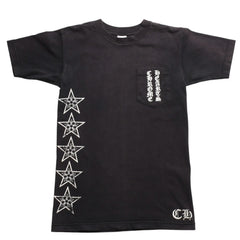 CHROME HEARTS Star Vertical Logo T-shirt Vertical Logo Star Line CH Star Pentagram CH Cross Black Size S Good Condition Used 4a003862