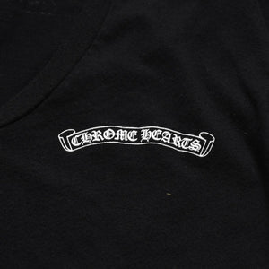 CHROME HEARTS Chrome Hearts T-shirt Short Sleeve V-neck Scroll Label Logo Black Black Good Condition Used 4a003863