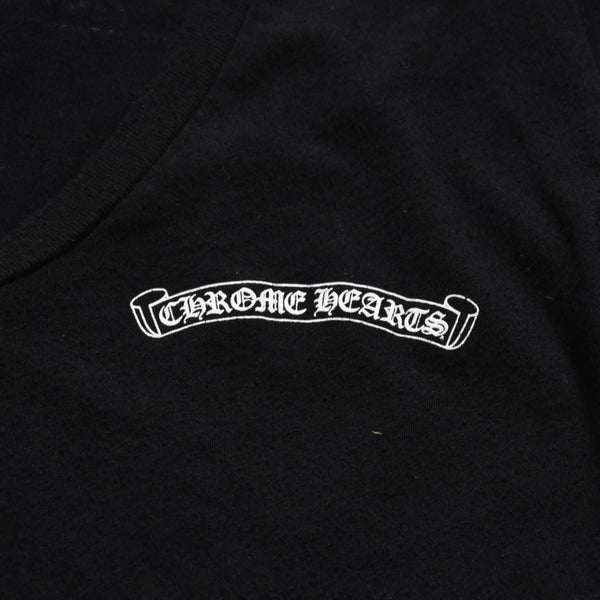 CHROME HEARTS Chrome Hearts T-shirt Short Sleeve V-neck Scroll Label Logo Black Black Good Condition Used 4a003863