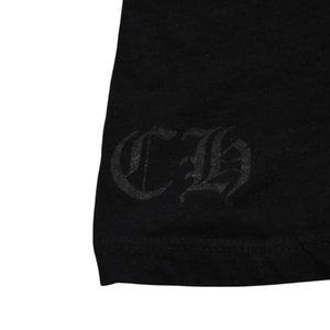 CHROME HEARTS Chrome Hearts T-shirt Short Sleeve V-neck Scroll Label Logo Black Black Good Condition Used 4a003863
