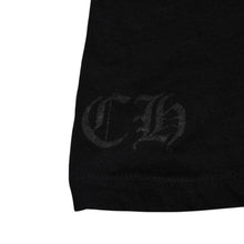 画像をギャラリービューアに読み込む, CHROME HEARTS クロムハーツ Tシャツ 半袖 Vネック スクロールラベルロゴ Black ブラック 美品 中古 4a003863