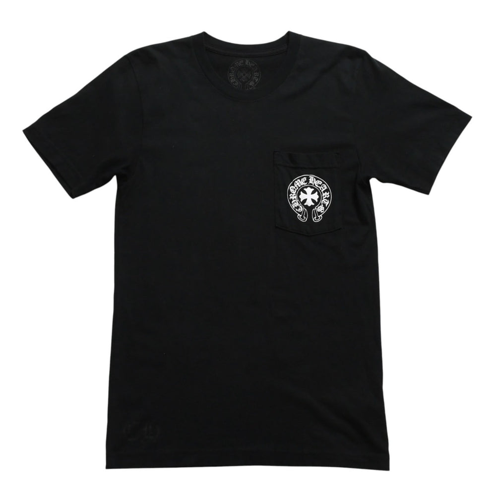 CHROME HEARTS Made in hollywood Back Print T-shirt Horseshoe CH Plus Scroll Label Black White S Size Good Condition Used 4a003864